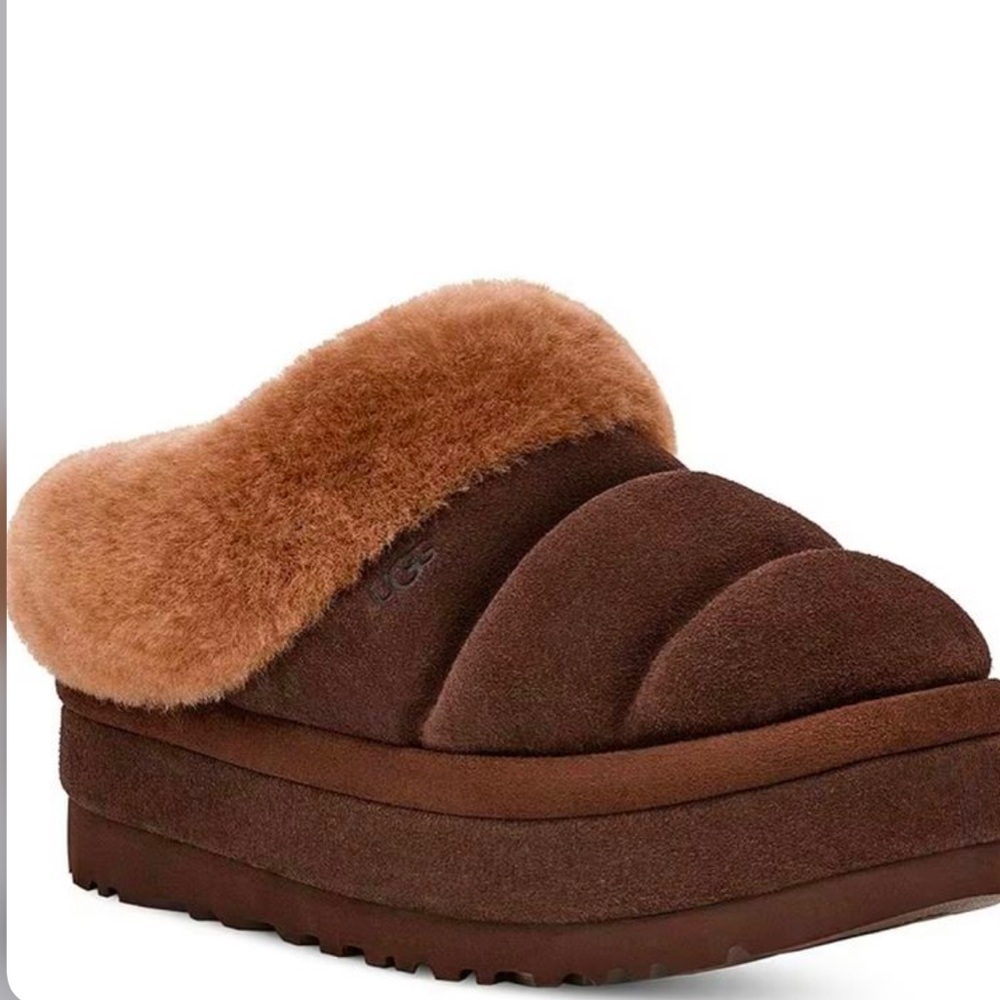 Ugg Fur Collar Platform Slippers